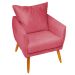 Poltrona Decorativa Confortável Para Sala Ada Suede Rosê Pé Castanho - Clique E Decore