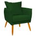 Poltrona Decorativa Confortável Para Sala Ada Suede Verde Pé Castanho - Clique E Decore