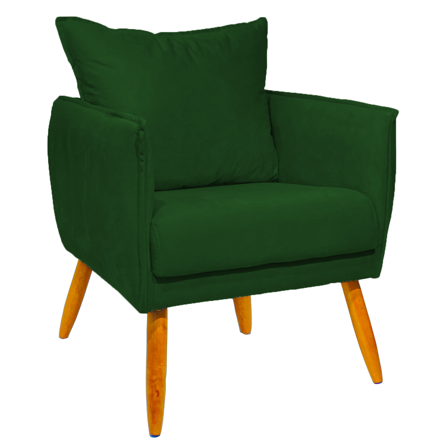 Poltrona Decorativa Confortável Para Sala Ada Suede Verde Pé Castanho - Clique E Decore