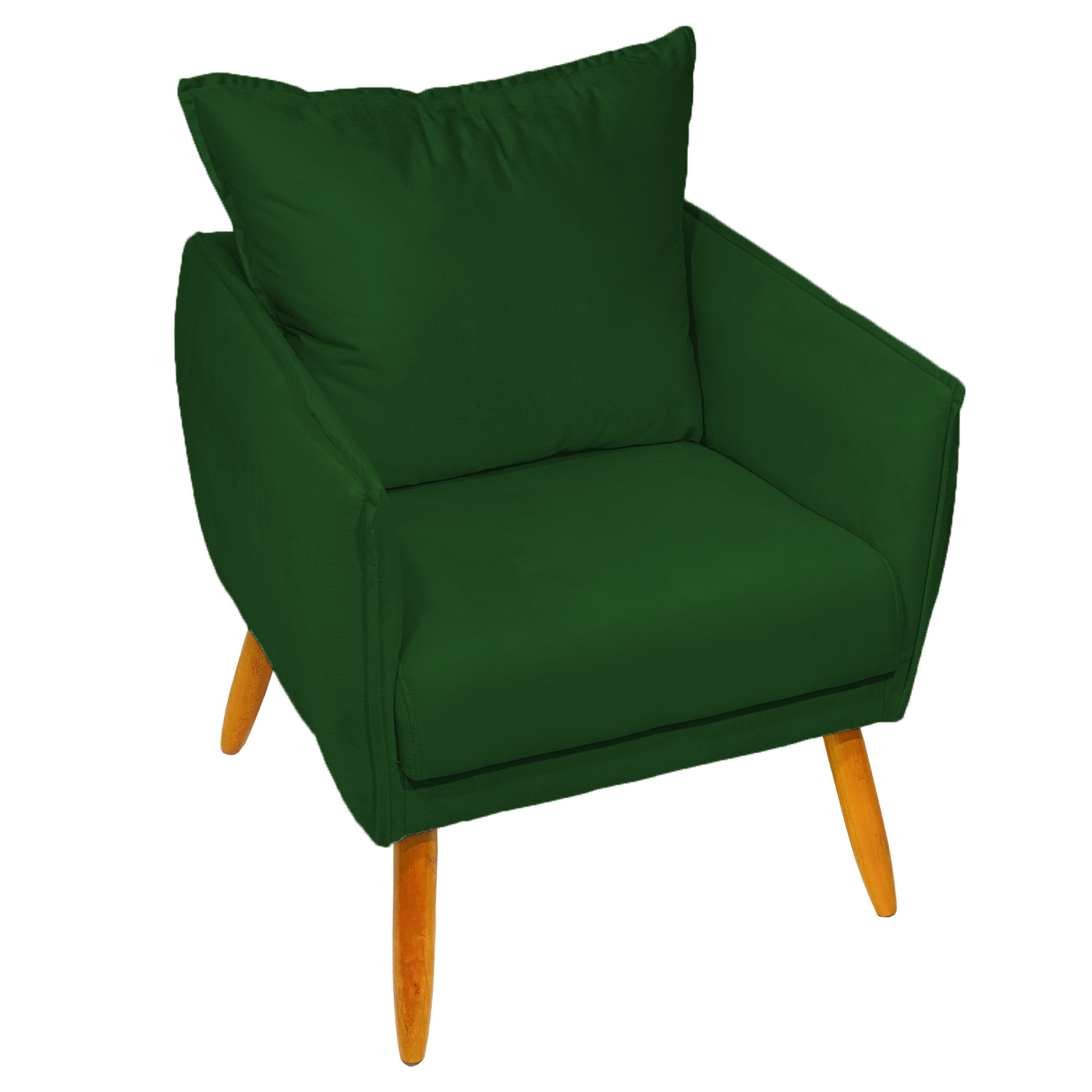 Poltrona Decorativa Confortável Para Sala Ada Suede Verde Pé Castanho - Clique E Decore