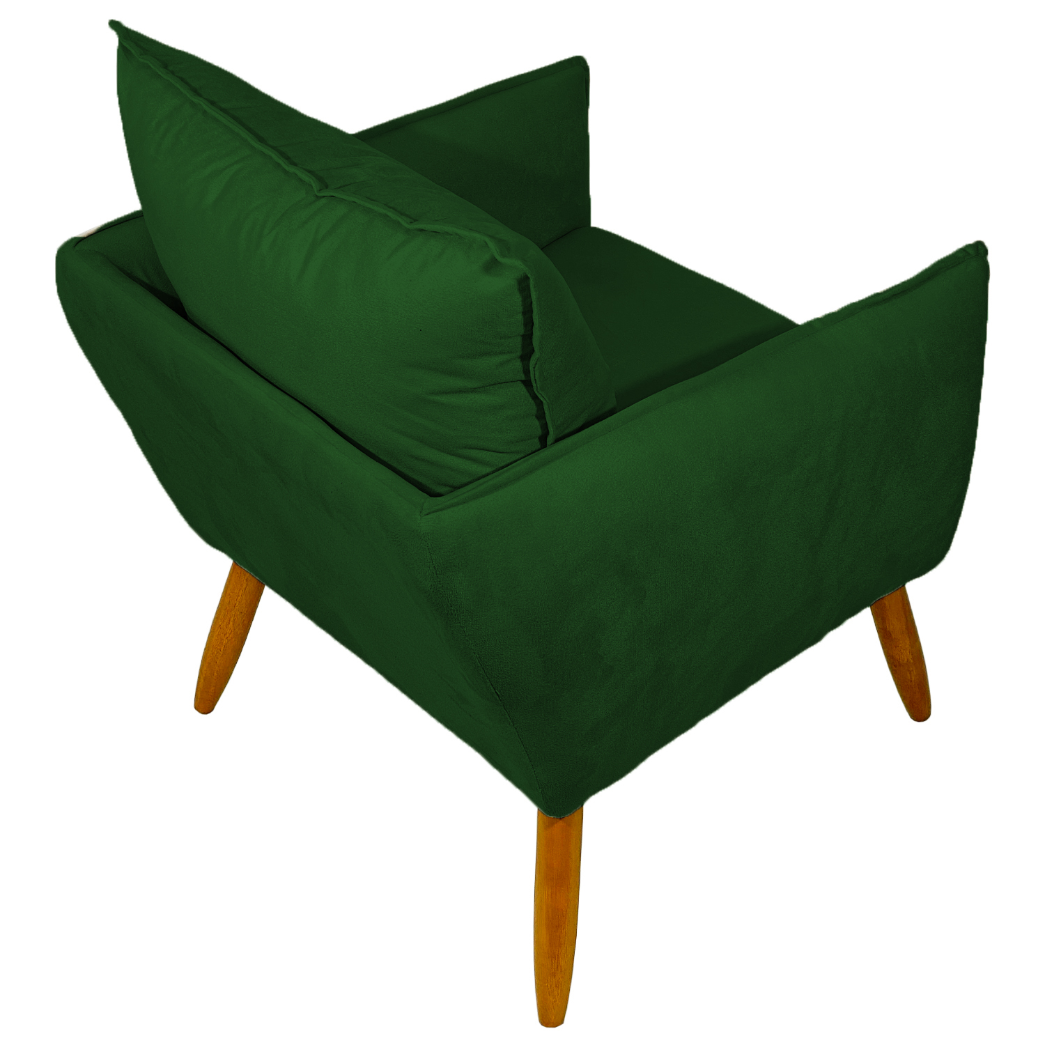 Poltrona Decorativa Confortável Para Sala Ada Suede Verde Pé Castanho - Clique E Decore