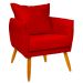 Poltrona Decorativa Confortável Para Sala Ada Suede Vermelho Pé Castanho - Clique E Decore