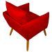Poltrona Decorativa Confortável Para Sala Ada Suede Vermelho Pé Castanho - Clique E Decore
