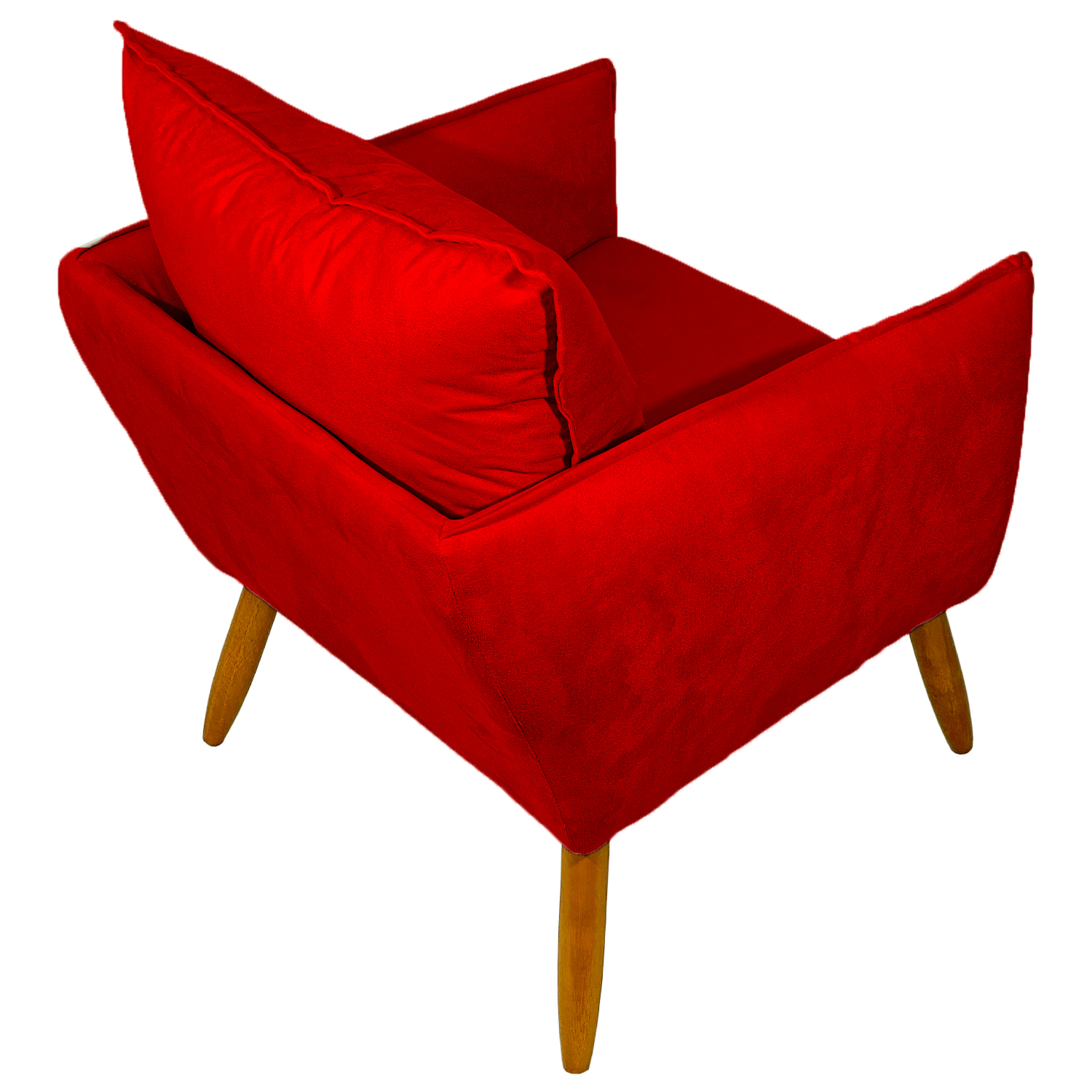 Poltrona Decorativa Confortável Para Sala Ada Suede Vermelho Pé Castanho - Clique E Decore
