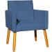 Poltrona Decorativa Confortável Para Sala Recepção Consultório Cadeira Nina Suede Azul Marinho