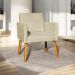 Poltrona Decorativa Confortável Para Sala Recepção Consultório Cadeira Nina Suede Bege