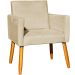 Poltrona Decorativa Confortável Para Sala Recepção Consultório Cadeira Nina Suede Bege