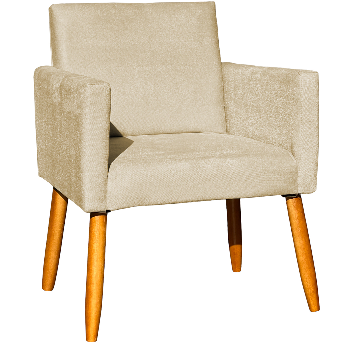 Poltrona Decorativa Confortável Para Sala Recepção Consultório Cadeira Nina Suede Bege