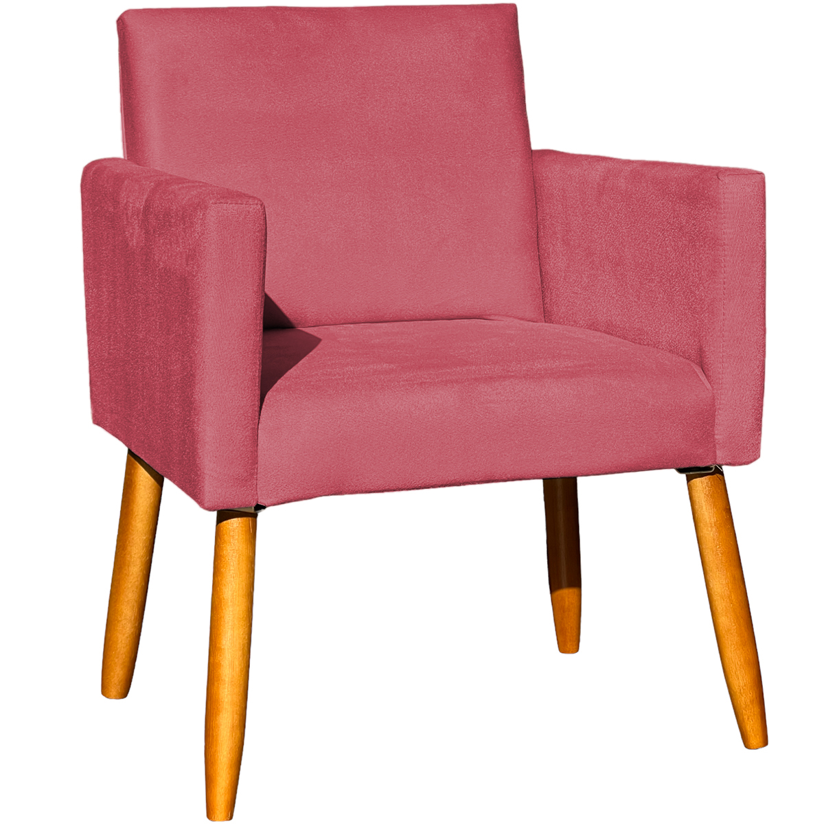 Poltrona Decorativa Confortável Para Sala Recepção Consultório Cadeira Nina Suede Rosê