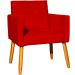 Poltrona Decorativa Confortável Para Sala Recepção Consultório Cadeira Nina Suede Vermelho