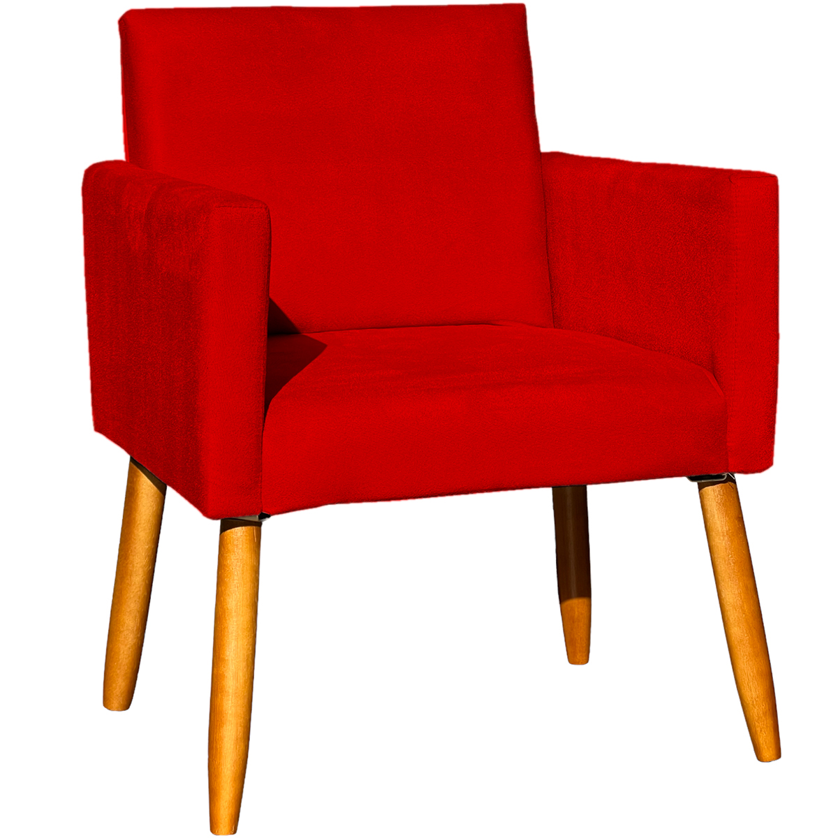Poltrona Decorativa Confortável Para Sala Recepção Consultório Cadeira Nina Suede Vermelho
