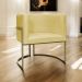 Poltrona Decorativa Luna Para Sala de Estar Escritório Recepção Suede Amarelo Base de Ferro Champagne