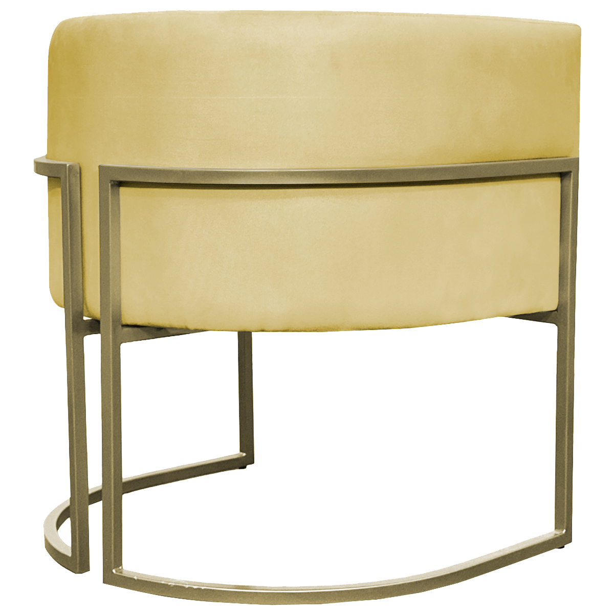 Poltrona Decorativa Luna Para Sala de Estar Escritório Recepção Suede Amarelo Base de Ferro Champagne