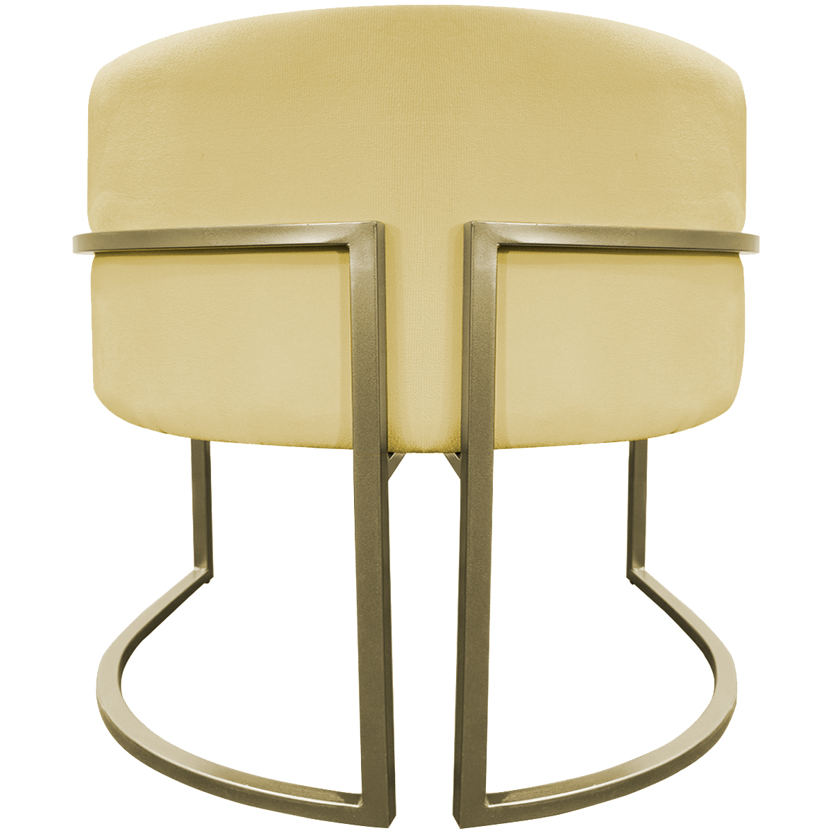 Poltrona Decorativa Luna Para Sala de Estar Escritório Recepção Suede Amarelo Base de Ferro Champagne