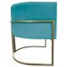 Poltrona Decorativa Luna Para Sala de Estar Escritório Recepção Suede Azul Turquesa Base de Ferro Champagne