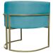 Poltrona Decorativa Luna Para Sala de Estar Escritório Recepção Suede Azul Turquesa Base de Ferro Champagne