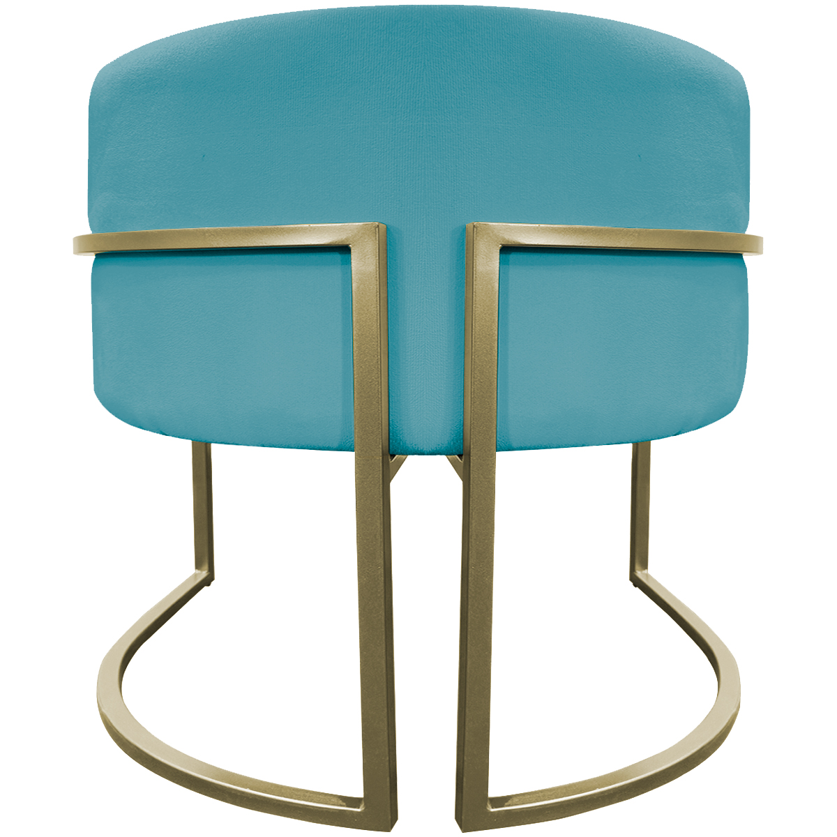 Poltrona Decorativa Luna Para Sala de Estar Escritório Recepção Suede Azul Turquesa Base de Ferro Champagne
