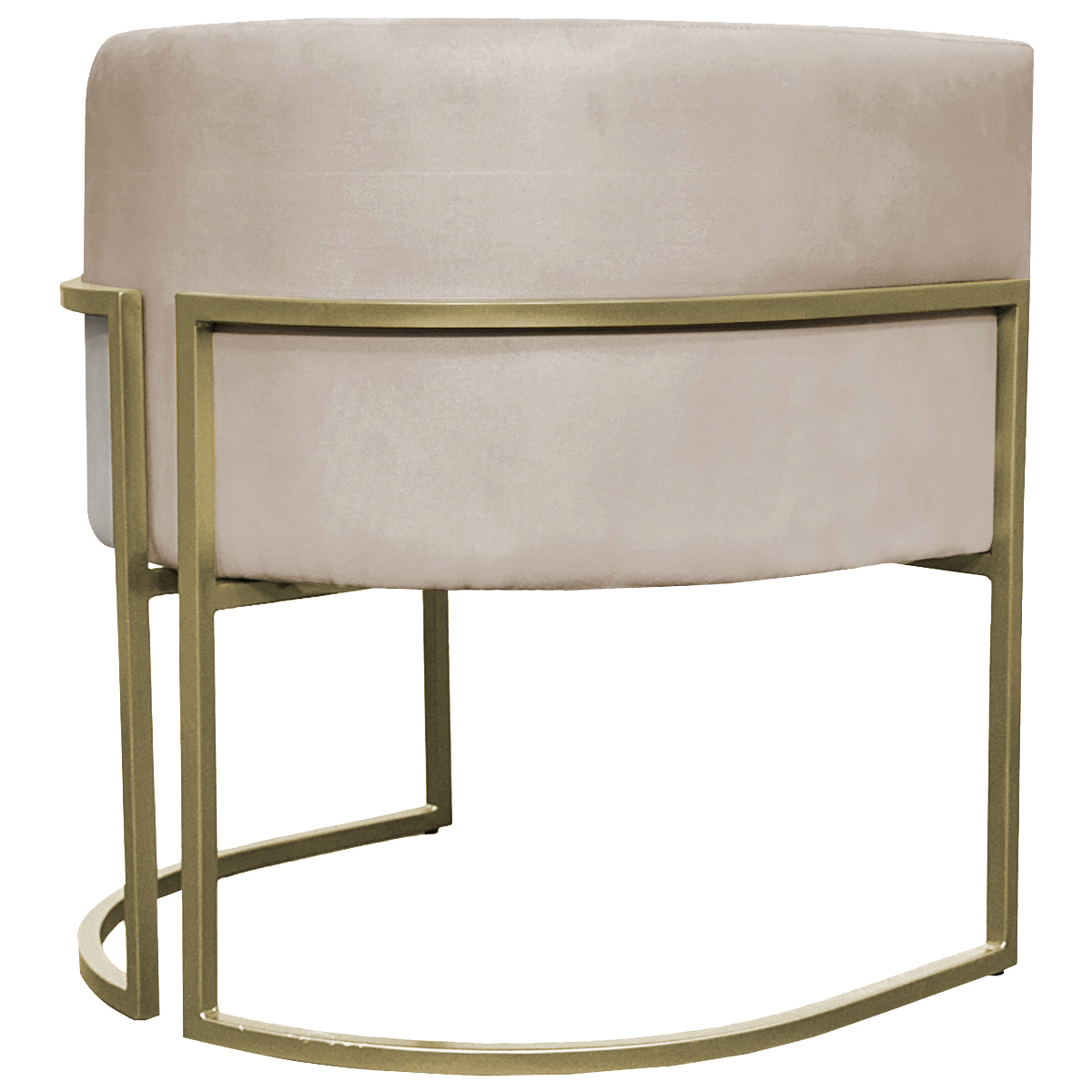 Poltrona Decorativa Luna Para Sala de Estar Escritório Recepção Suede Bege Base de Ferro Champagne