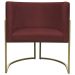Poltrona Decorativa Luna Para Sala de Estar Escritório Recepção Suede Bordo Base de Ferro Champagne
