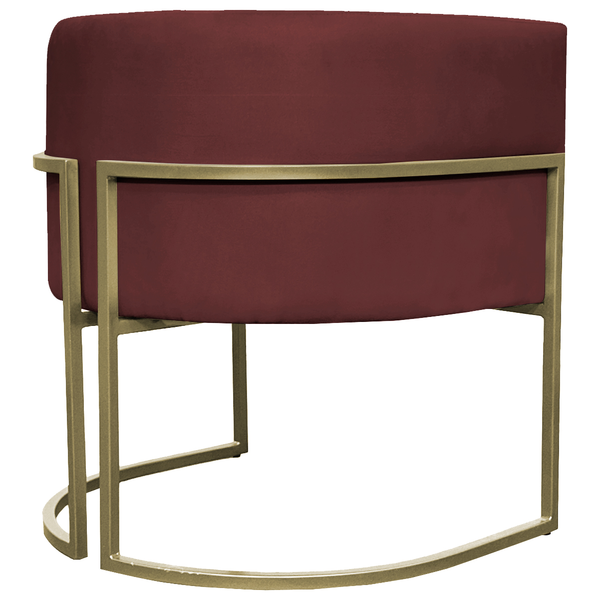 Poltrona Decorativa Luna Para Sala de Estar Escritório Recepção Suede Bordo Base de Ferro Champagne