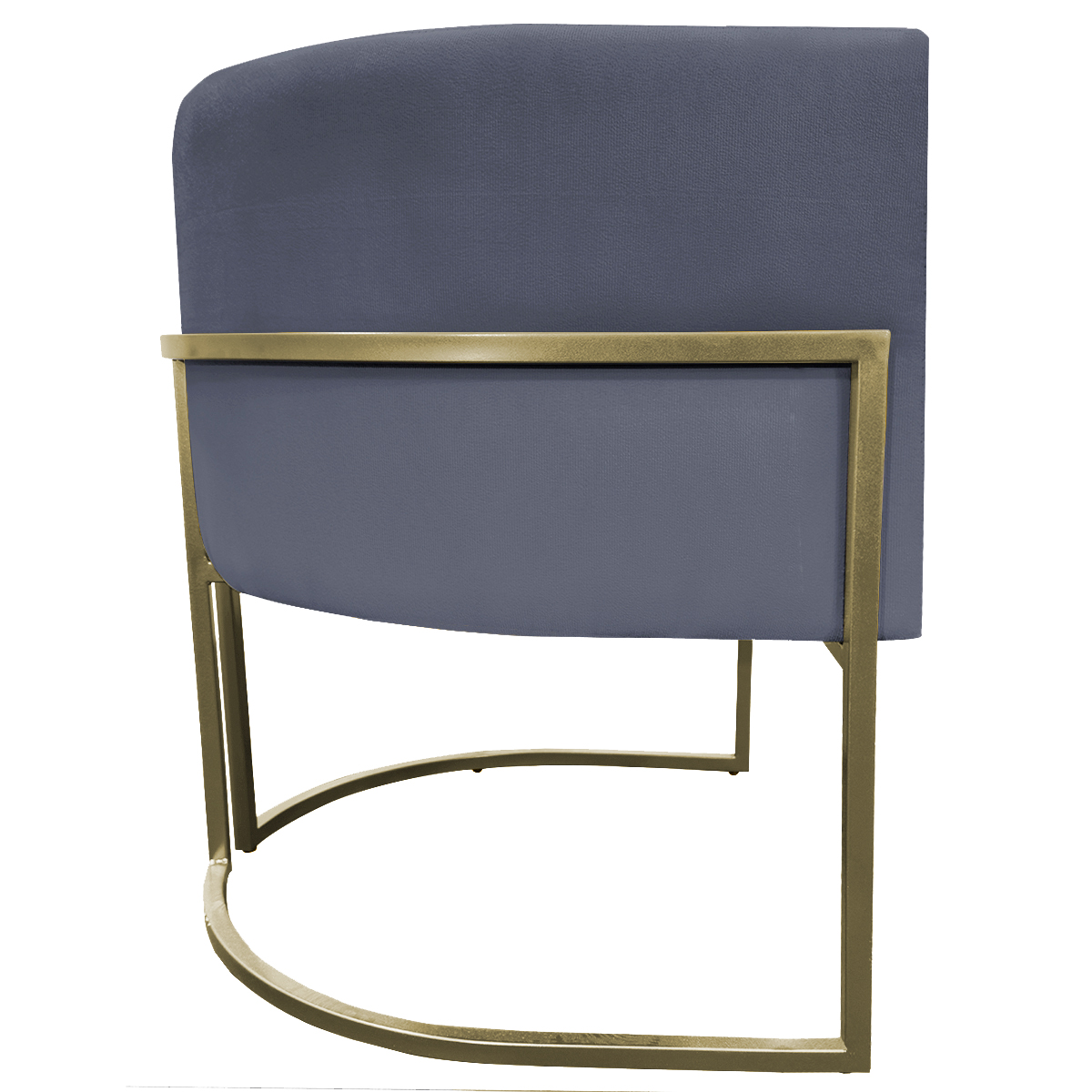 Poltrona Decorativa Luna Para Sala de Estar Escritório Recepção Suede Cinza Base de Ferro Champagne