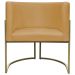 Poltrona Decorativa Luna Para Sala de Estar Escritório Recepção Suede Mostarda Base de Ferro Champagne