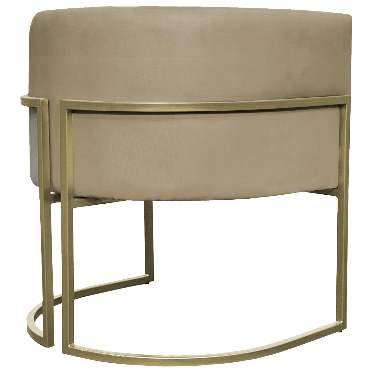 Poltrona Decorativa Luna Para Sala de Estar Escritório Recepção Suede Nude Base de Ferro Champagne