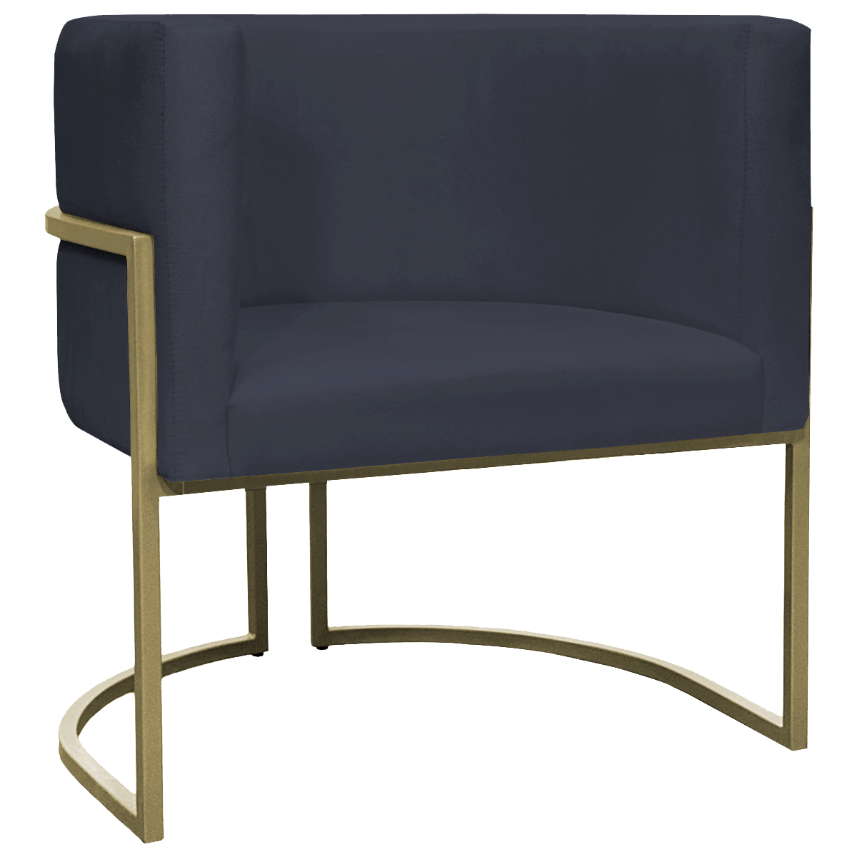 Poltrona Decorativa Luna Para Sala de Estar Escritório Recepção Suede Preto Base de Ferro Champagne