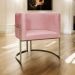 Poltrona Decorativa Luna Para Sala de Estar Escritório Recepção Suede Rose Base de Ferro Champagne