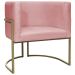 Poltrona Decorativa Luna Para Sala de Estar Escritório Recepção Suede Rose Base de Ferro Champagne