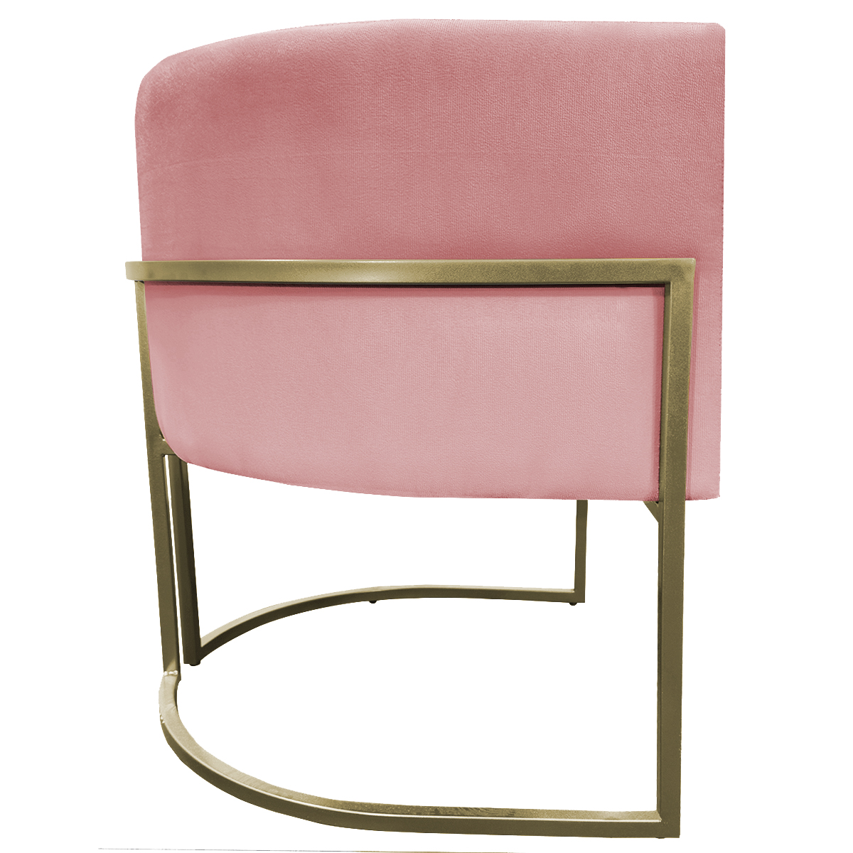 Poltrona Decorativa Luna Para Sala de Estar Escritório Recepção Suede Rose Base de Ferro Champagne