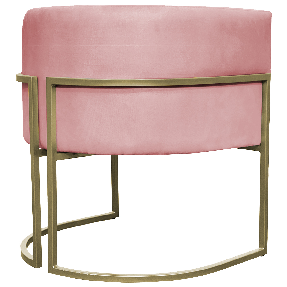 Poltrona Decorativa Luna Para Sala de Estar Escritório Recepção Suede Rose Base de Ferro Champagne