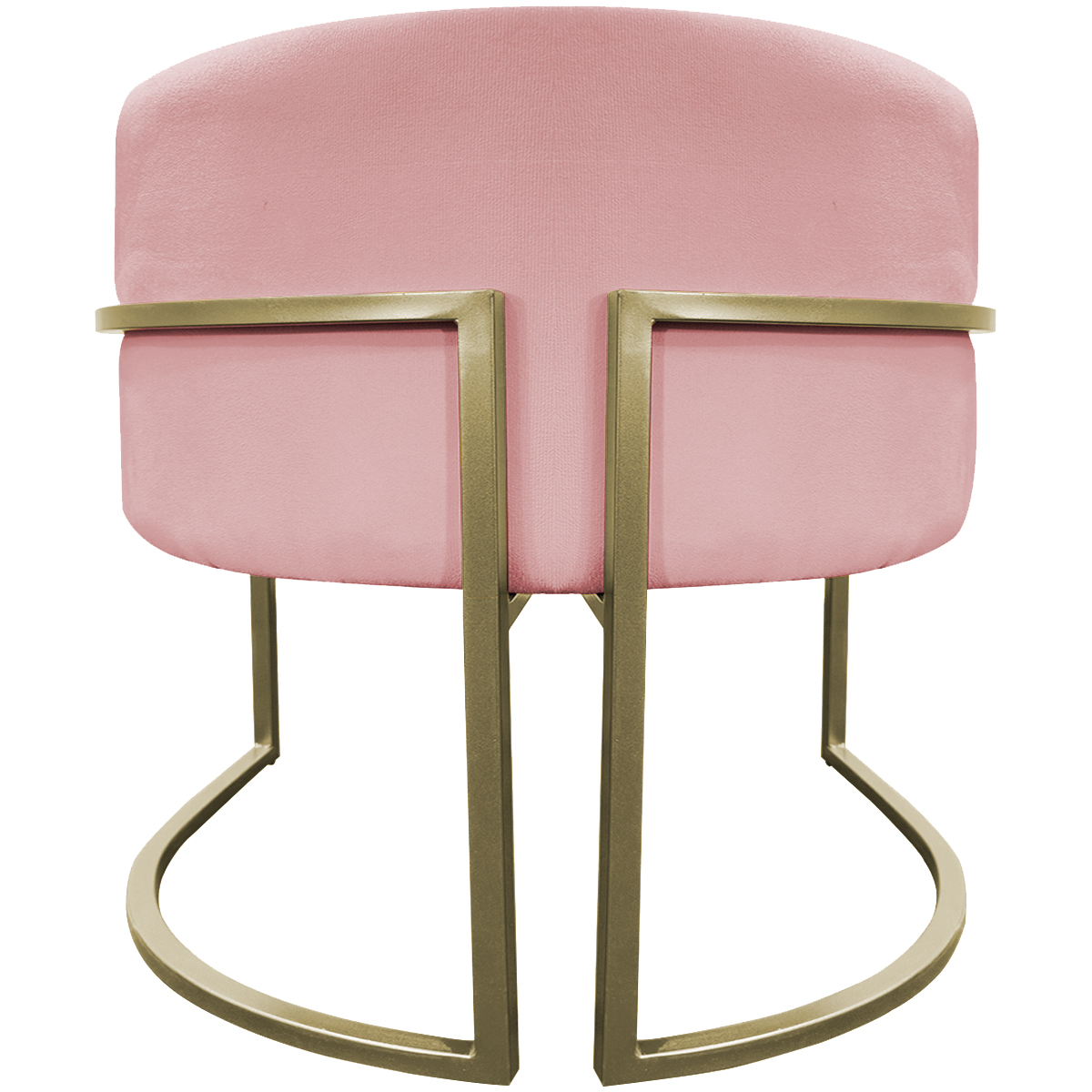 Poltrona Decorativa Luna Para Sala de Estar Escritório Recepção Suede Rose Base de Ferro Champagne