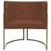 Poltrona Decorativa Luna Para Sala de Estar Escritório Recepção Suede Terracota Base de Ferro Champagne