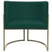 Poltrona Decorativa Luna Para Sala de Estar Escritório Recepção Suede Verde Base de Ferro Champagne