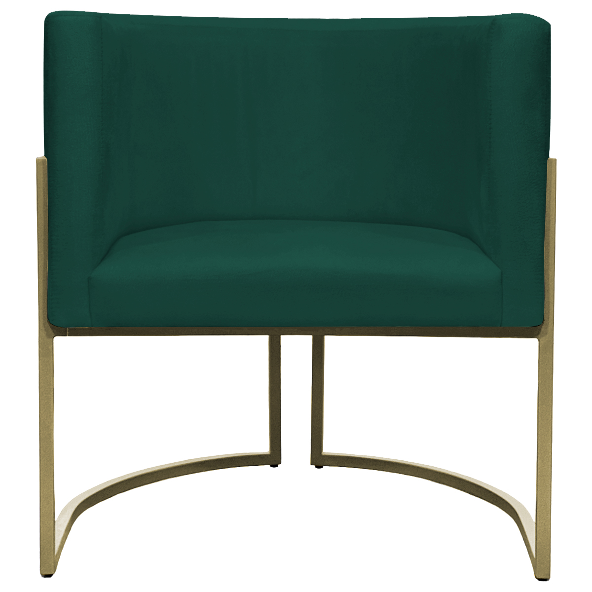 Poltrona Decorativa Luna Para Sala de Estar Escritório Recepção Suede Verde Base de Ferro Champagne