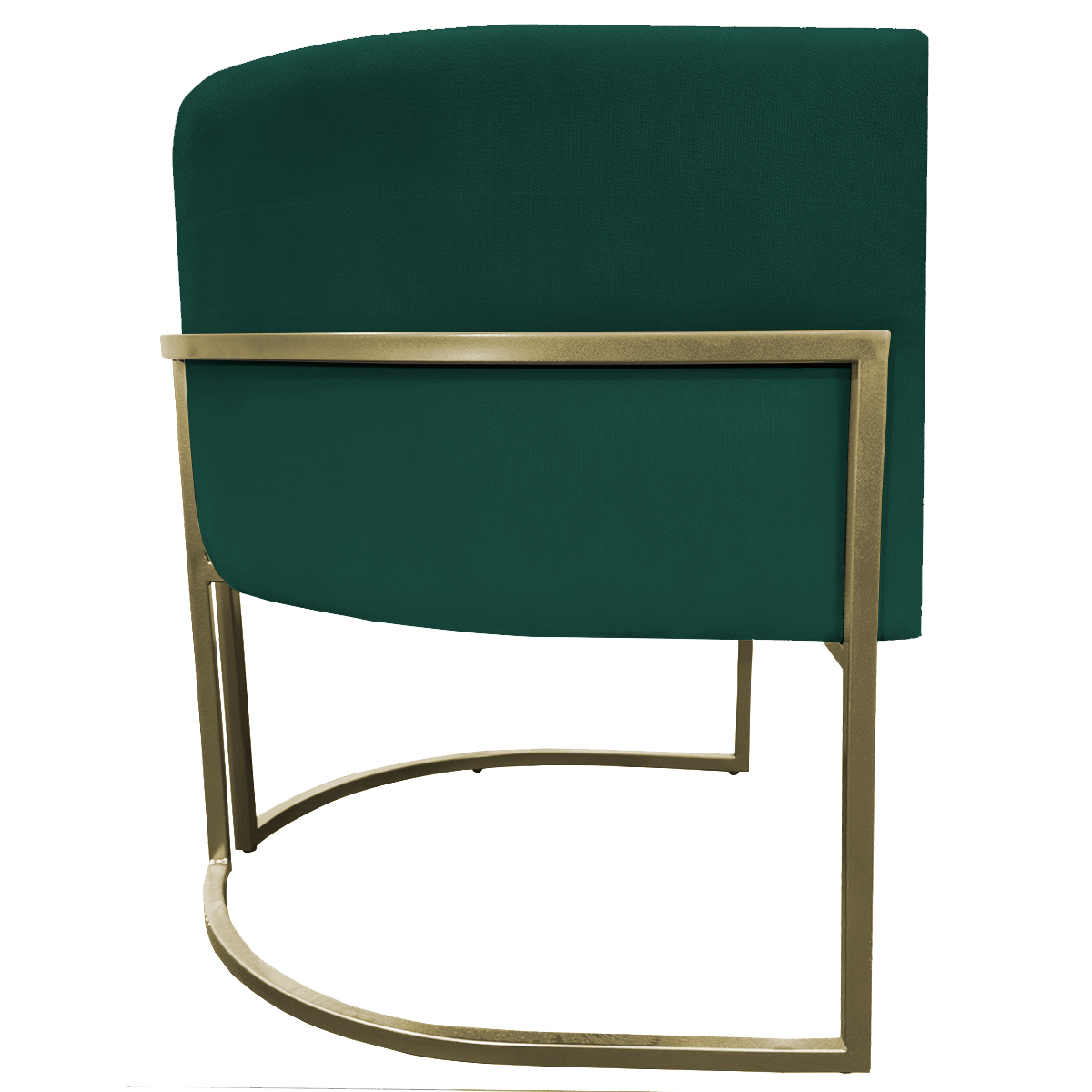 Poltrona Decorativa Luna Para Sala de Estar Escritório Recepção Suede Verde Base de Ferro Champagne
