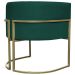 Poltrona Decorativa Luna Para Sala de Estar Escritório Recepção Suede Verde Base de Ferro Champagne