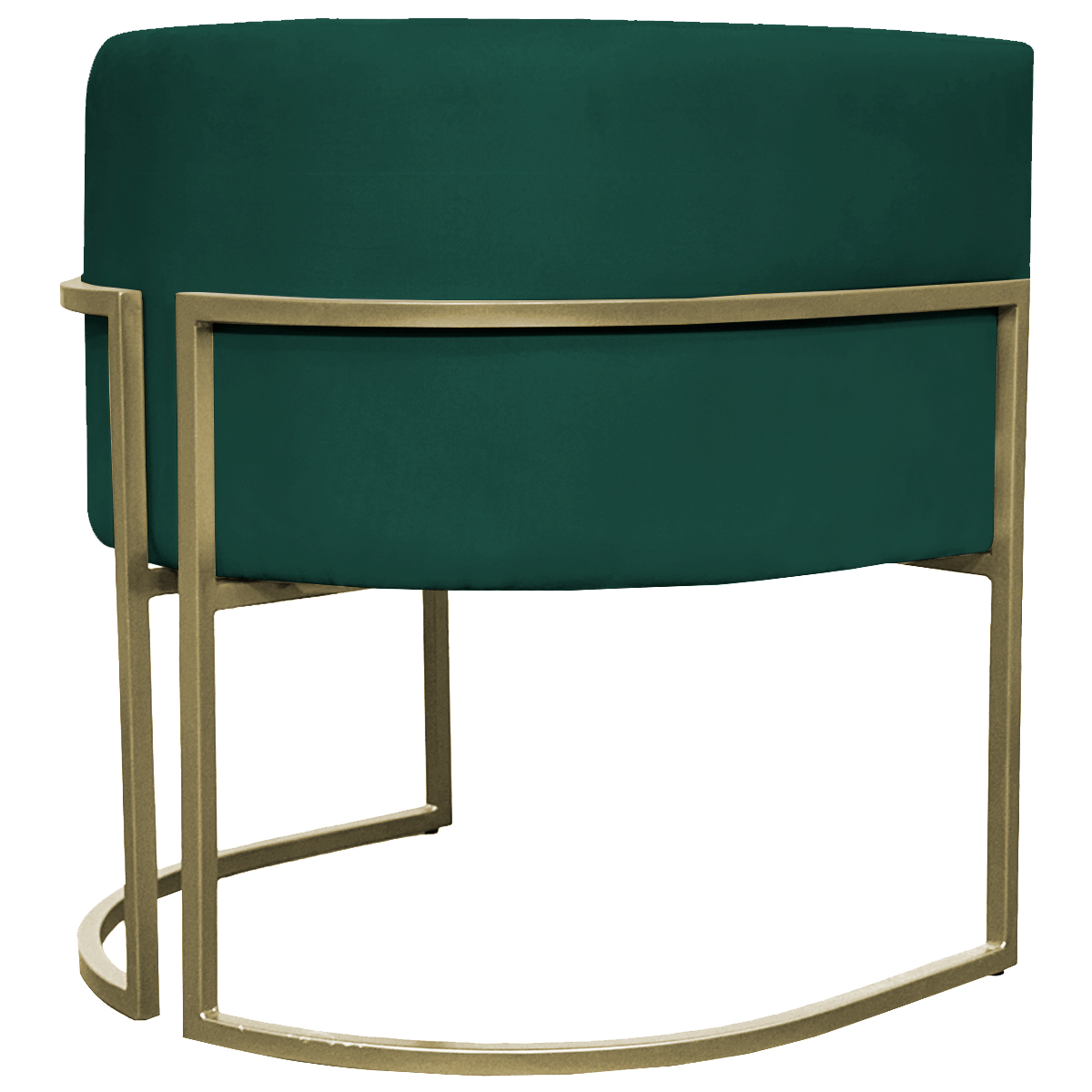 Poltrona Decorativa Luna Para Sala de Estar Escritório Recepção Suede Verde Base de Ferro Champagne