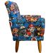 Poltrona Decorativa Nina Infantil Para Quarto Infantil Suede Estampa Cachorros Pé Castanho