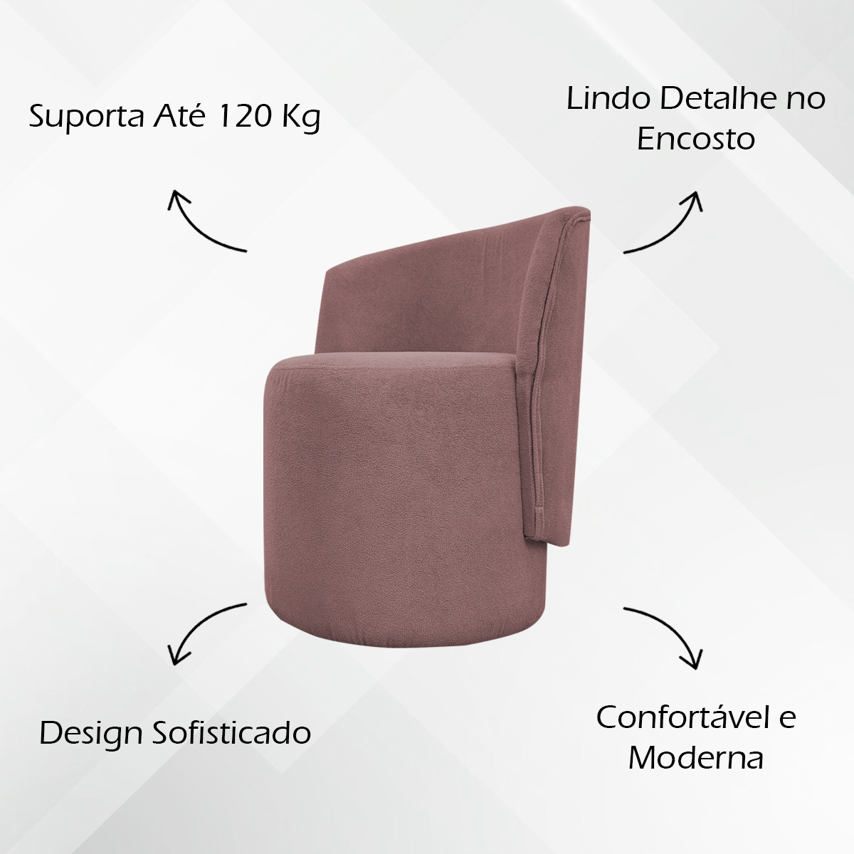 Poltrona Decorativa Orgânica Para Sala Recepção Aura Boucle Luxo Premium Rosê