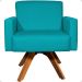 Poltrona Decorativa Para Sala Hope Base Giratória Suede Azul Turquesa Pé Castanho