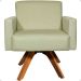 Poltrona Decorativa Para Sala Hope Base Giratória Suede Bege Pé Castanho