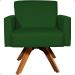 Poltrona Decorativa Para Sala Hope Base Giratória Suede Verde Pé Castanho