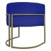 Poltrona Decorativa Para Sala Luna Reforçada Escritório Consultório Recepção Corino Azul Royal Base de Ferro Champagne