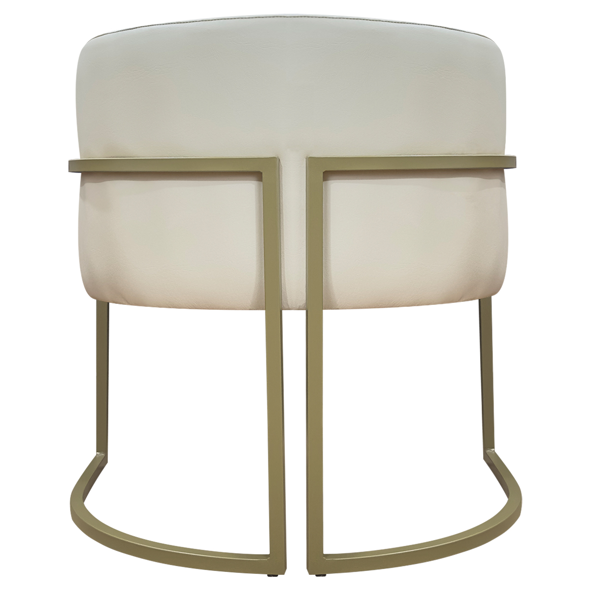 Poltrona Decorativa Para Sala Luna Reforçada Escritório Consultório Recepção Corino Bege Base de Ferro Champagne