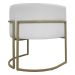 Poltrona Decorativa Para Sala Luna Reforçada Escritório Consultório Recepção Corino Branco Base de Ferro Champagne