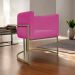 Poltrona Decorativa Para Sala Luna Reforçada Escritório Consultório Recepção Corino Pink Base de Ferro Champagne
