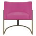 Poltrona Decorativa Para Sala Luna Reforçada Escritório Consultório Recepção Corino Pink Base de Ferro Champagne