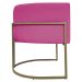Poltrona Decorativa Para Sala Luna Reforçada Escritório Consultório Recepção Corino Pink Base de Ferro Champagne